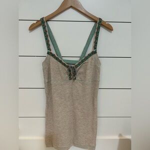 Vintage Free People Oatmeal Cream Tan Tank Large Cottage Boho Alpine Rare y2k